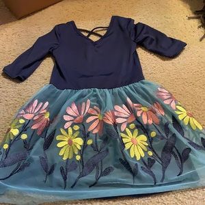 Girls dress with spandex top and flowered bottom
